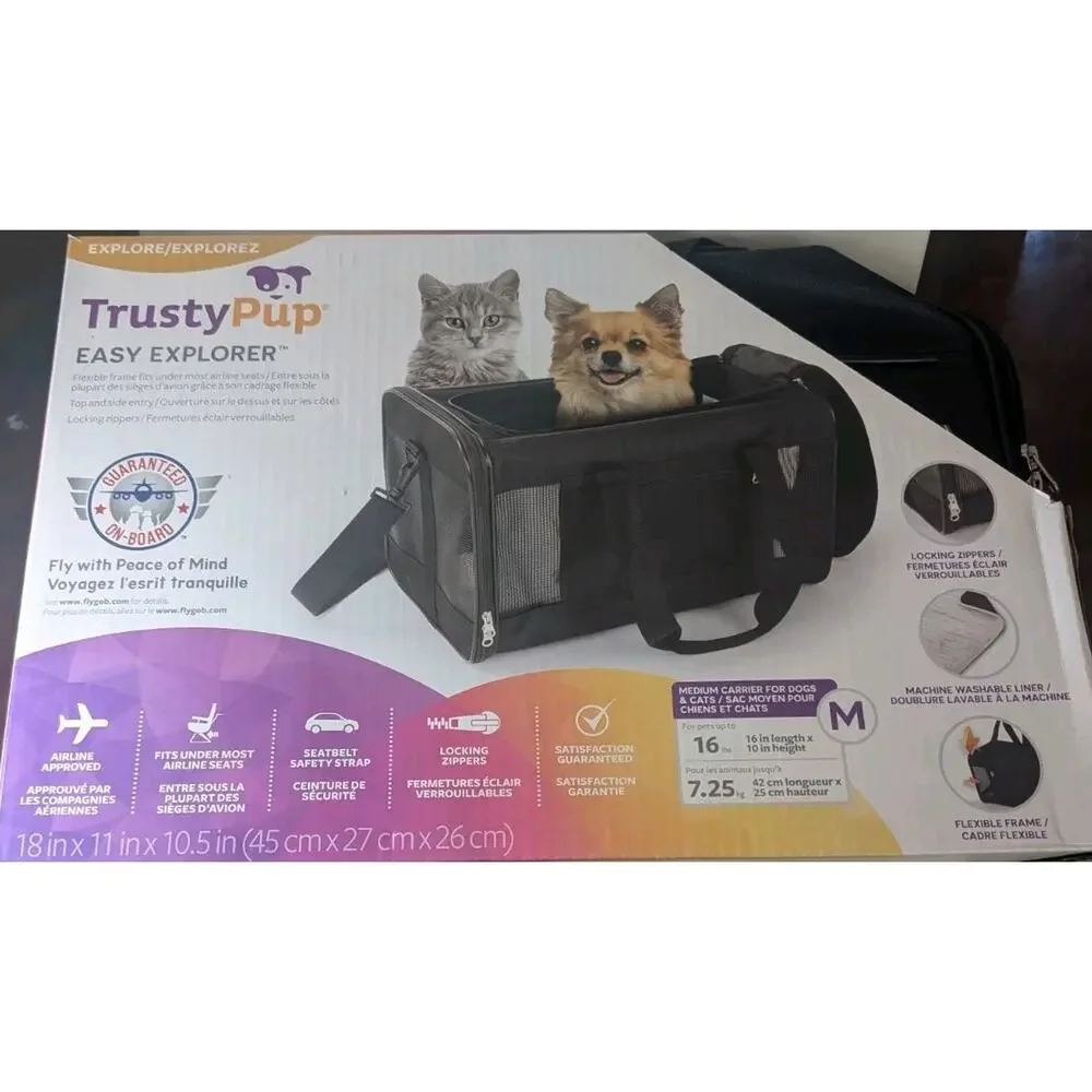 Trusty Pup Easy Explorer Carrier 52000 Cat Dog Up To 16 Pounds Black Secure Mesh